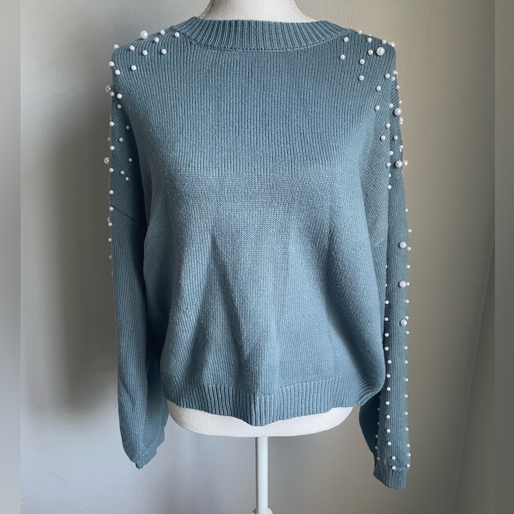 Pearl Embellished Crewneck Sweater